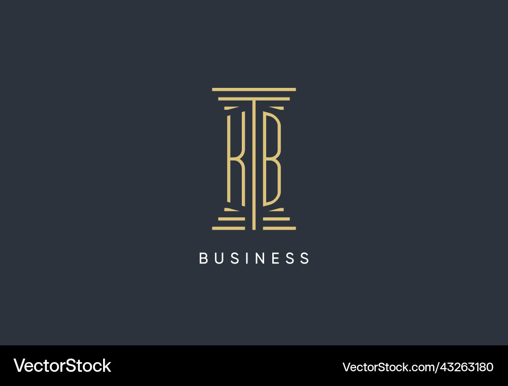 Kb initial monogram with pillar shape logo design vector image