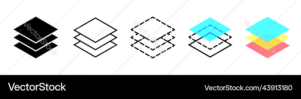 Layer stack icon logo of 3 levels symbols Vector Image