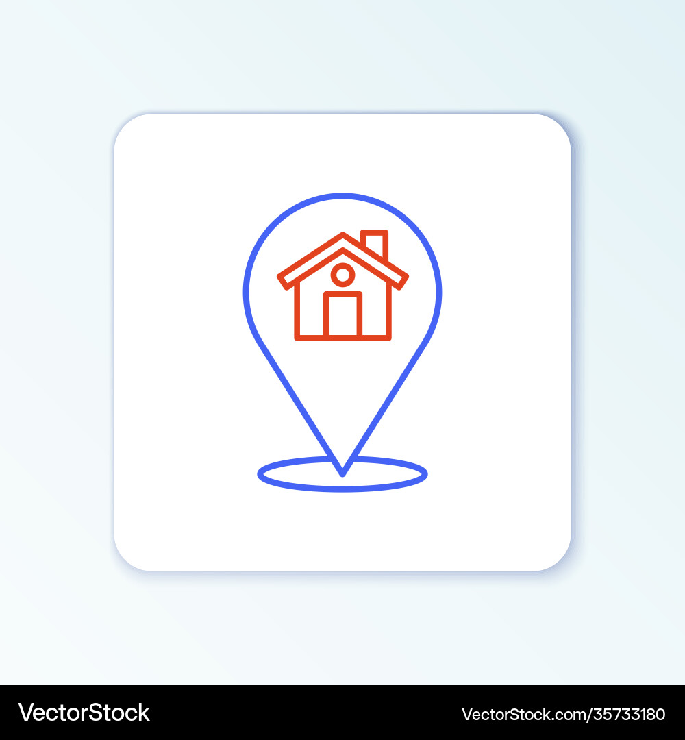 Line map pointer with house icon isolated on white Line map pointer with house icon isolated on white vector image