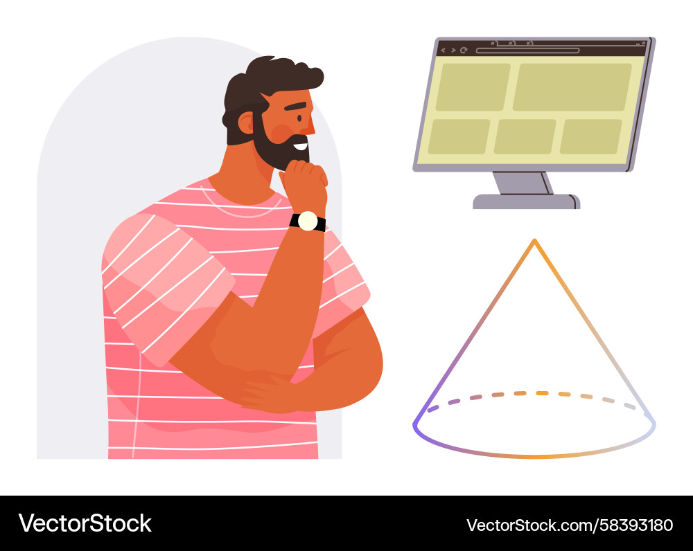 Man Contemplating Digital Concepts Vector Image