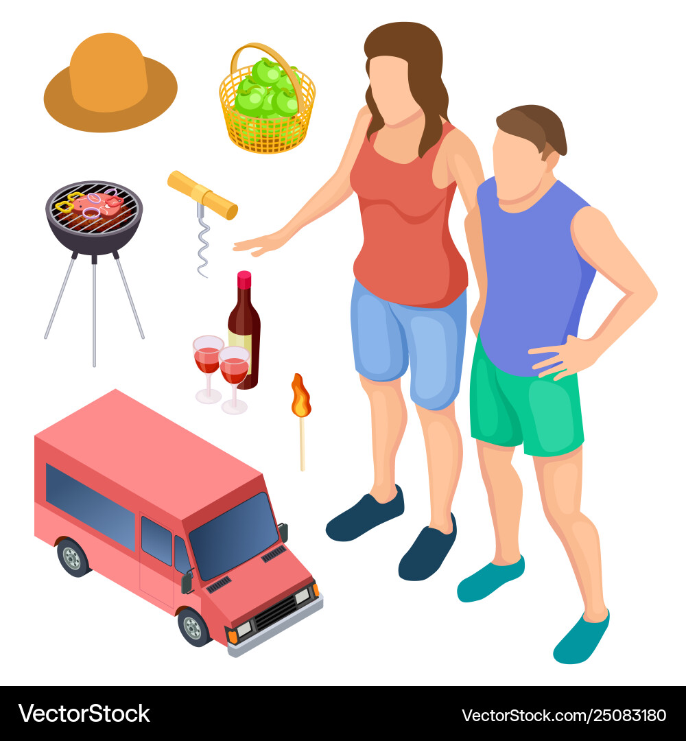 Männer und Frauen Camper Campingzubehör Männer und Frauen Camper Campingzubehör vektorbild
