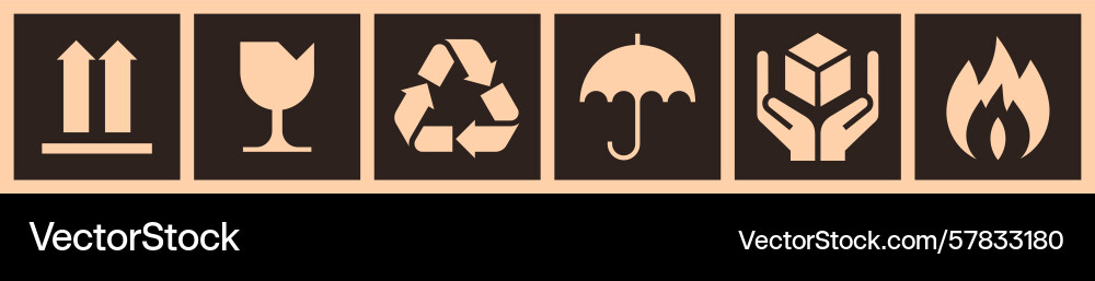 Packaging sign set - this way up fragile handle Vector Image