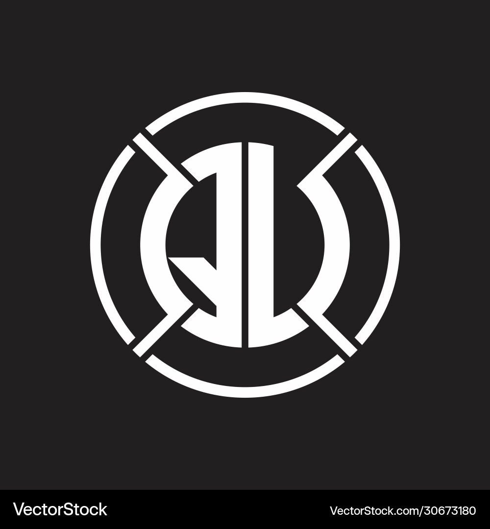 Qu logo monogram with four part circle slash vector image