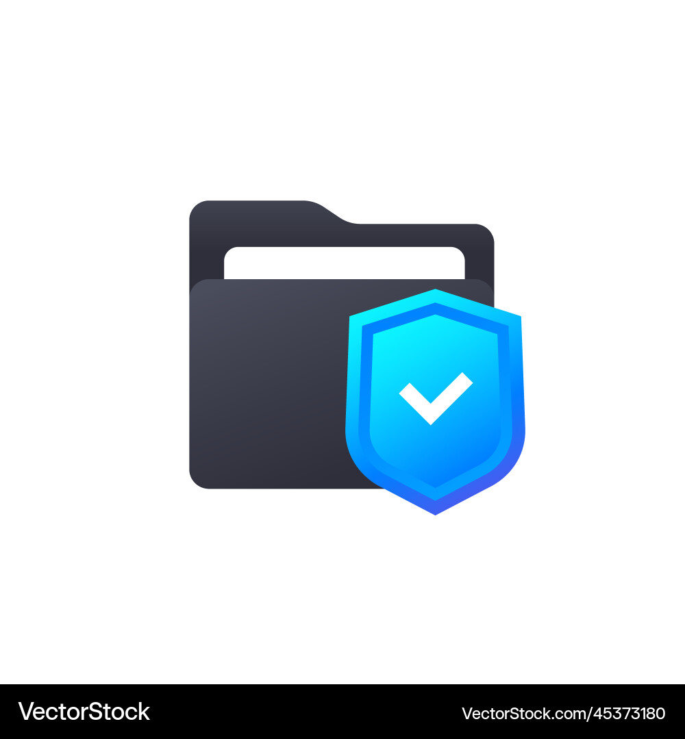 Secure folder icon with a shield vector image