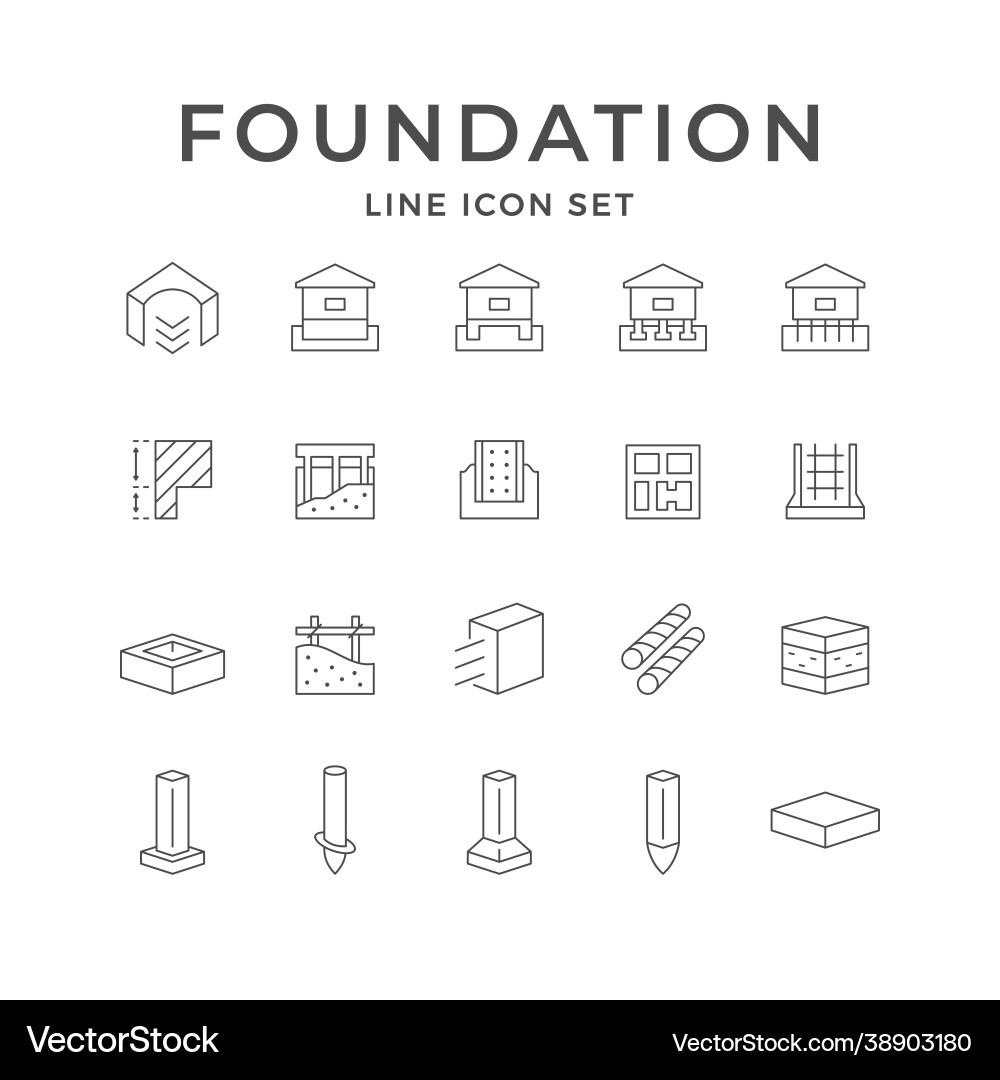 Set line icons foundation Set line icons foundation vector image