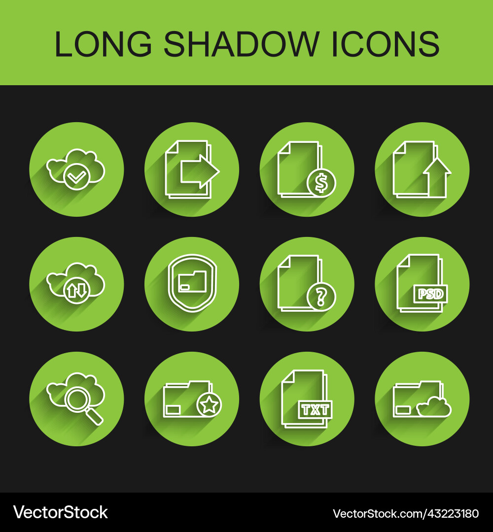Set line search cloud computing document folder Set line search cloud computing document folder vector image