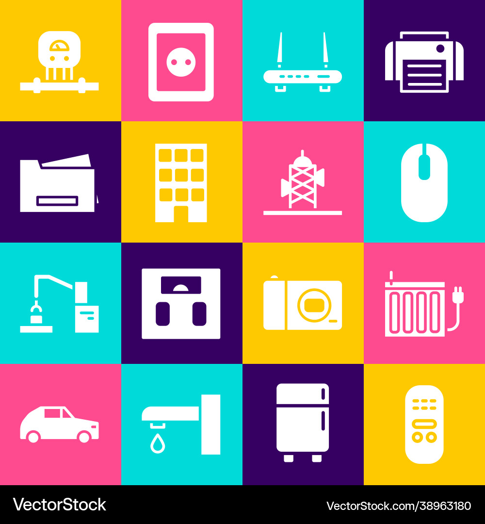Set remote control heating radiator computer Vector Image