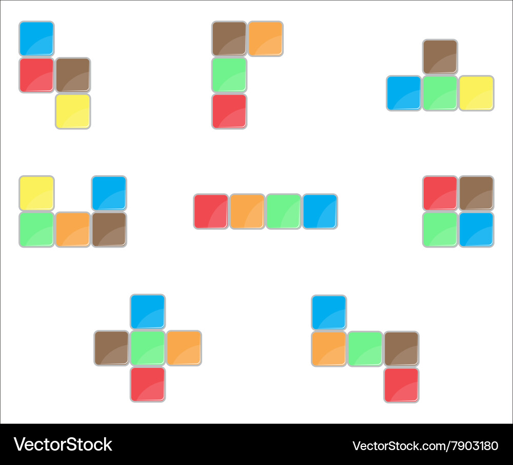 Tetris element set color design Vector Image
