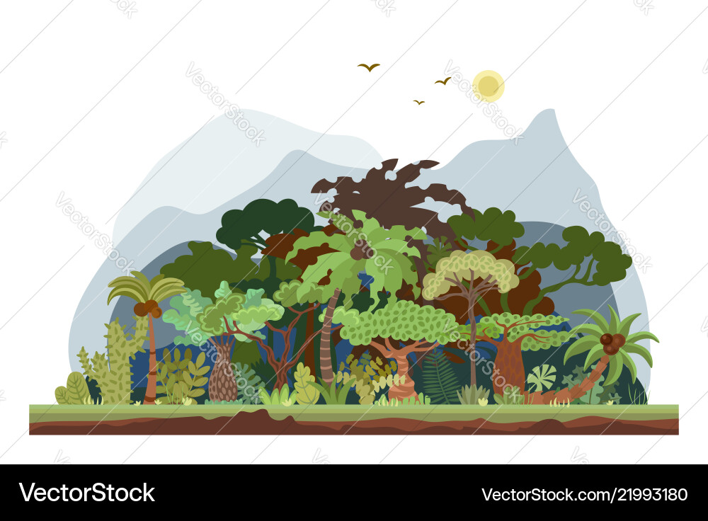 Tropical rainforest landscape with palms Tropical rainforest landscape with palms vector image