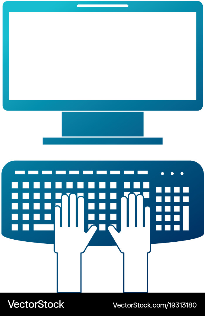 User with computer desktop vector image