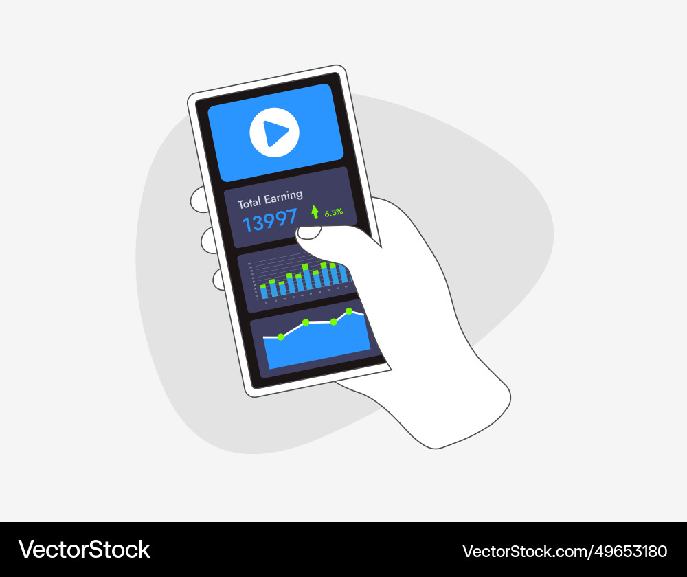 Video analytics mobile dashboard with statistical Video analytics mobile dashboard with statistical vector image