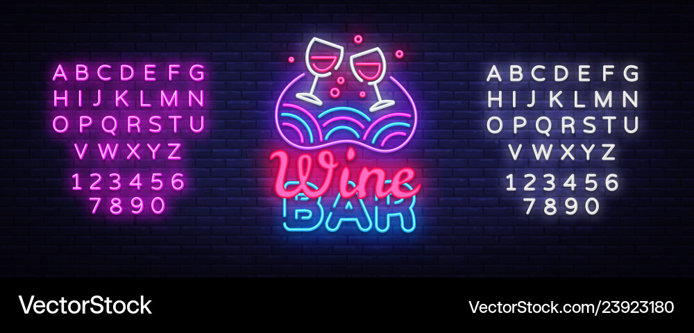 Wine bar neon sign shop design Wine bar neon sign shop design vector image