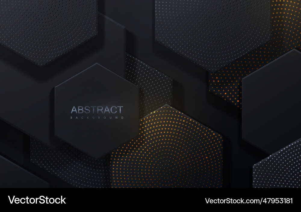 Abstract background with black hexagonal shapes vector image