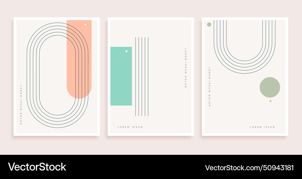 Abstract boho line pattern set in vintage style vector image