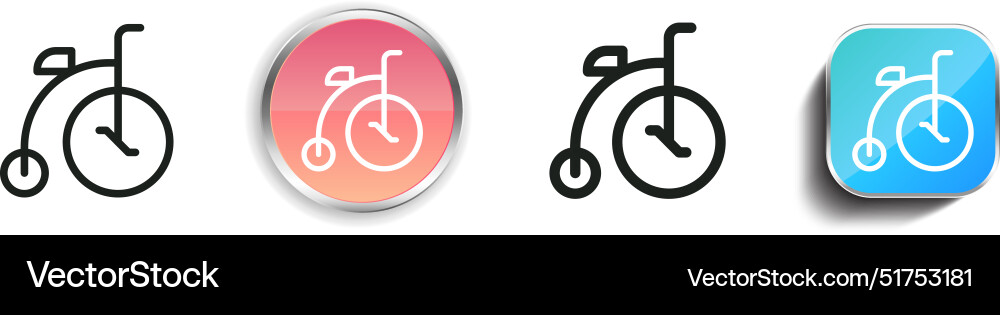 Bicycle icon thin linear regular and button style Bicycle icon thin linear regular and button style vector image