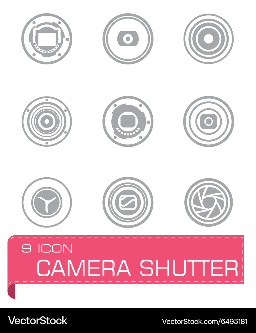 Camera shutter icon set vector image
