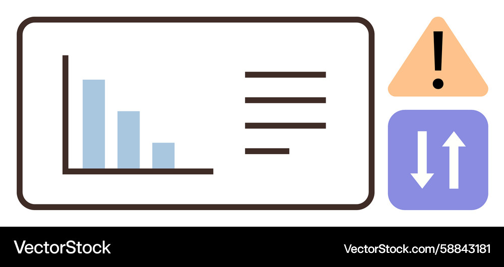 Data visualization with bar graph alert warning Vector Image