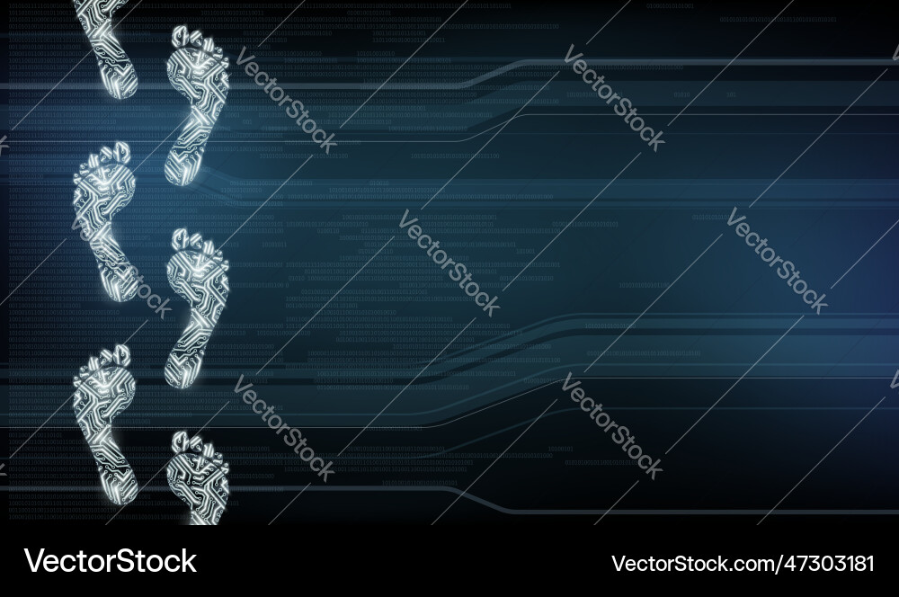 Footprints with circuit pattern modern technology Footprints with circuit pattern modern technology vector image