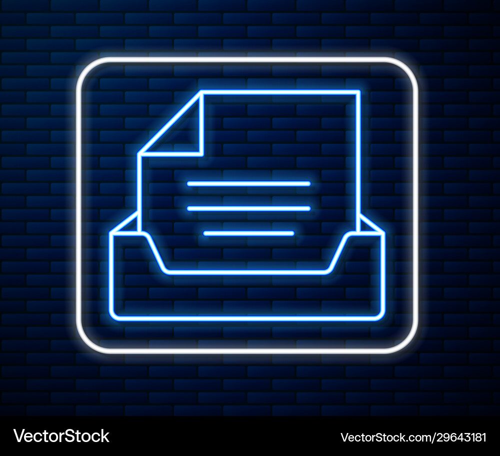 Glowing neon line drawer with document icon Glowing neon line drawer with document icon vector image