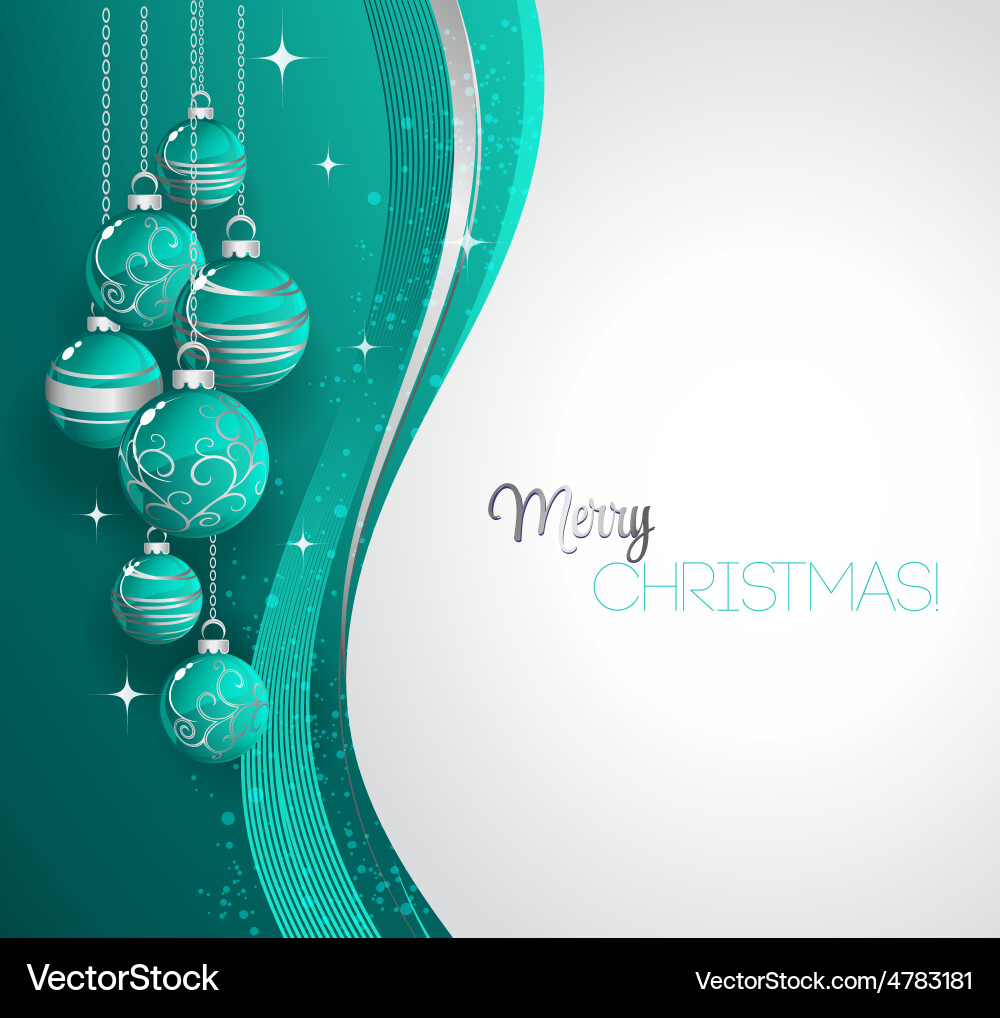 Merry christmas card with red bauble Vector Image