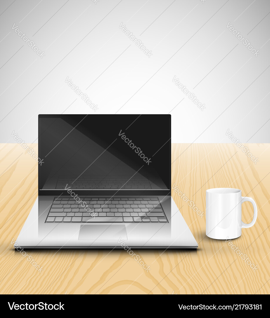 Realistic office desk with different objects Realistic office desk with different objects vector image