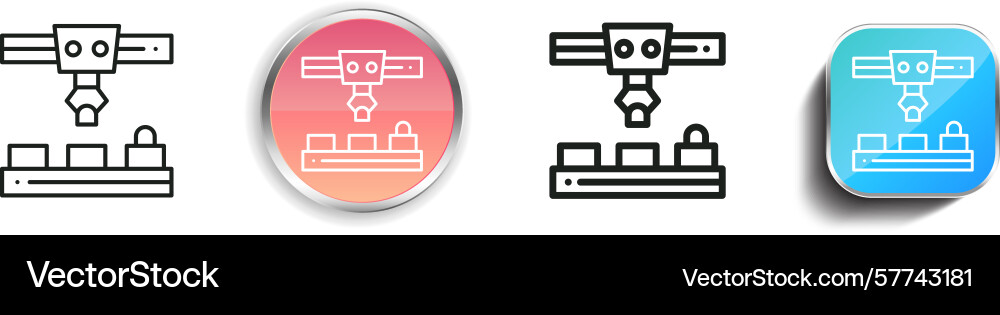 Robot arm icon thin linear regular and button Robot arm icon thin linear regular and button vector image