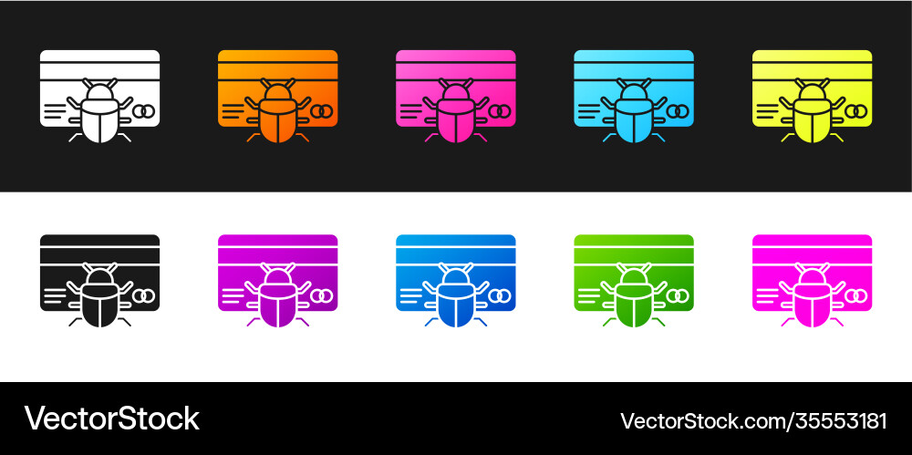 Set system bug in credit card icon isolated Set system bug in credit card icon isolated vector image