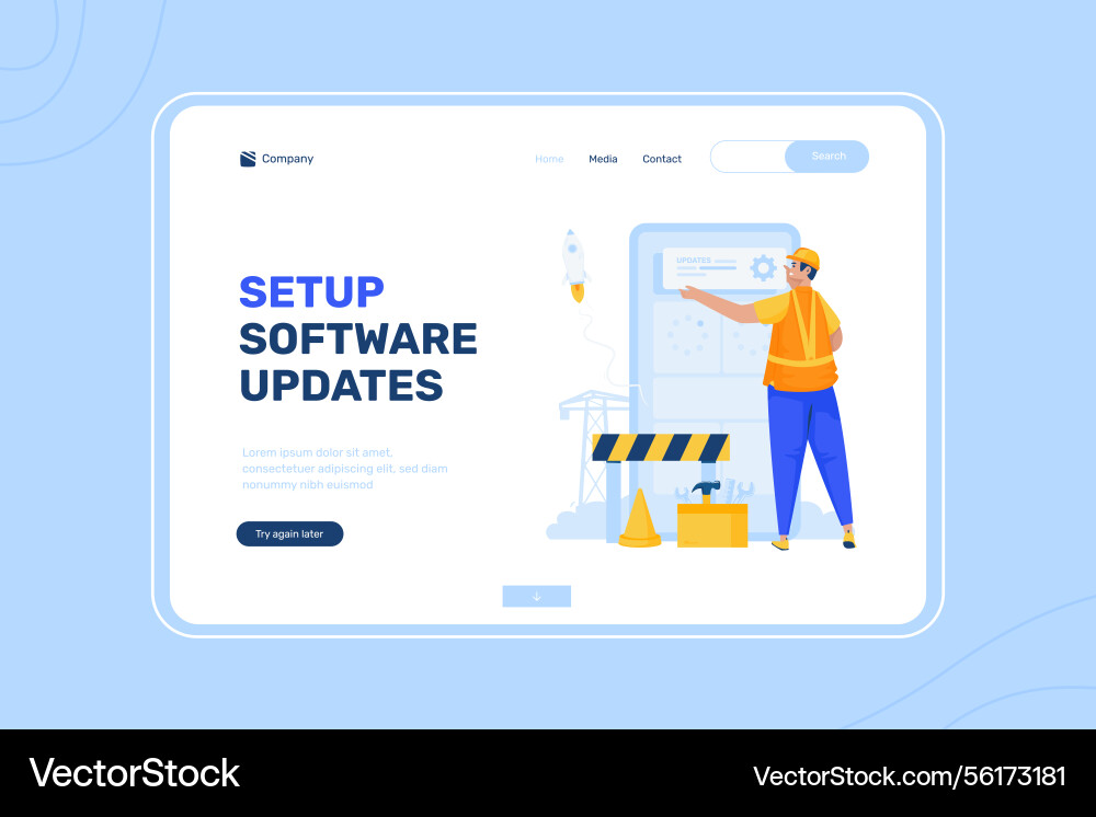 Setup updates on landing page design vector image