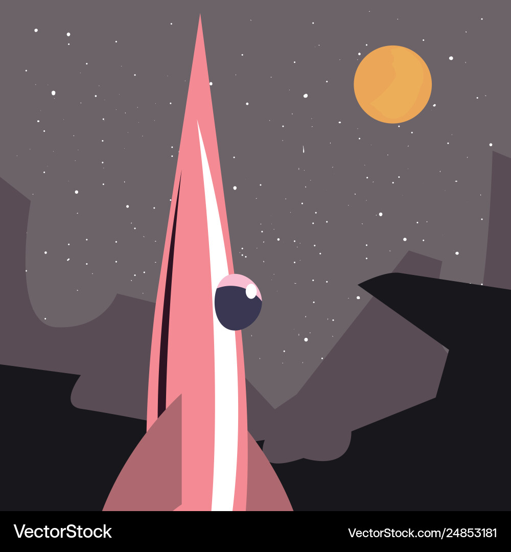 Spaceship on planet surface Vector Image
