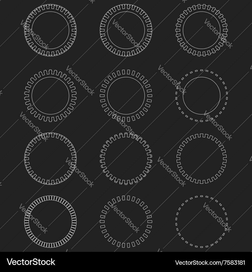 Tire track round border frame set vector image