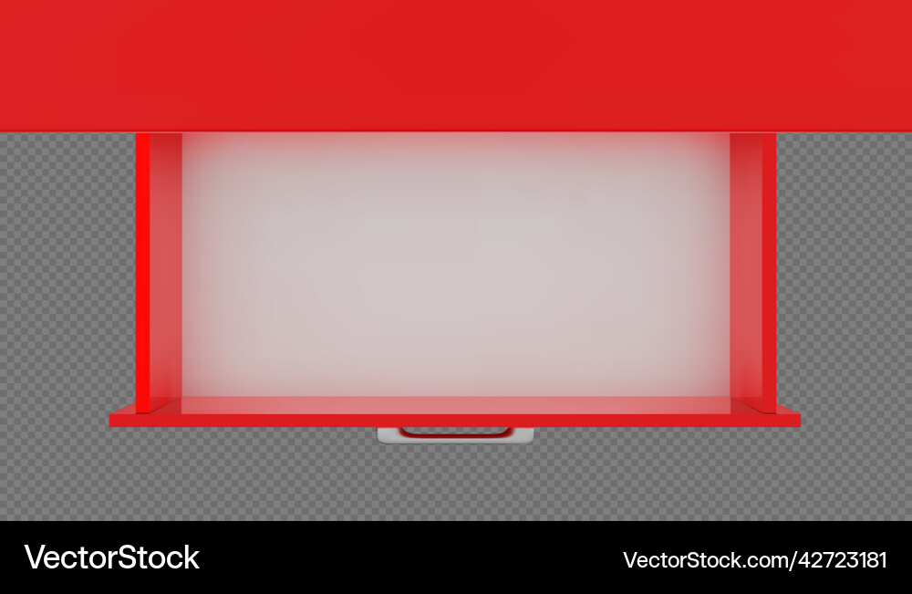 Top view of red empty open drawer cabinet Top view of red empty open drawer cabinet vector image