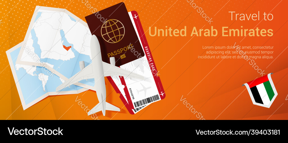 Travel to united arab emirates pop-under banner Travel to united arab emirates pop-under banner vector image