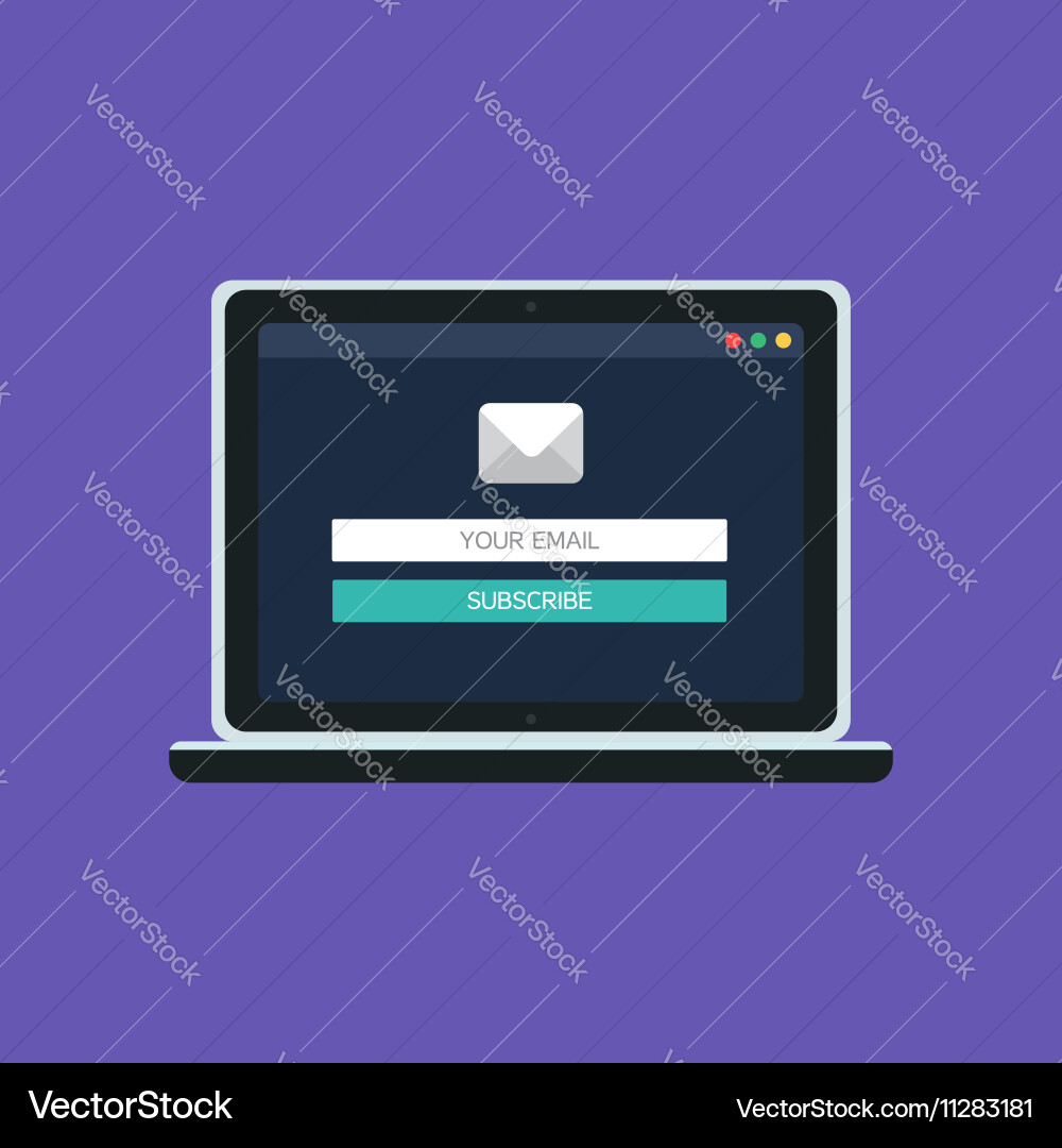 Web template of computer email form Vector Image