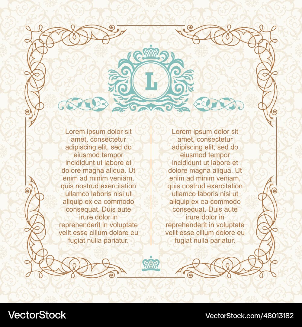 Calligraphic border frame design template vector image