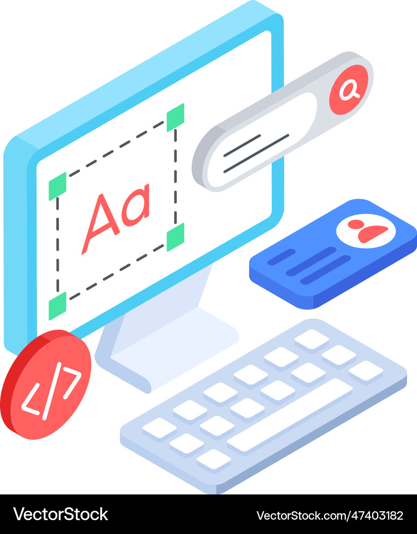 Check isometric icon of front end coding vector image