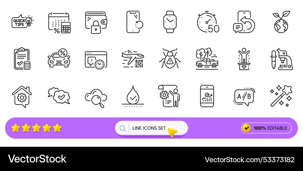 Cloud computing microscope and waterproof line Cloud computing microscope and waterproof line vector image