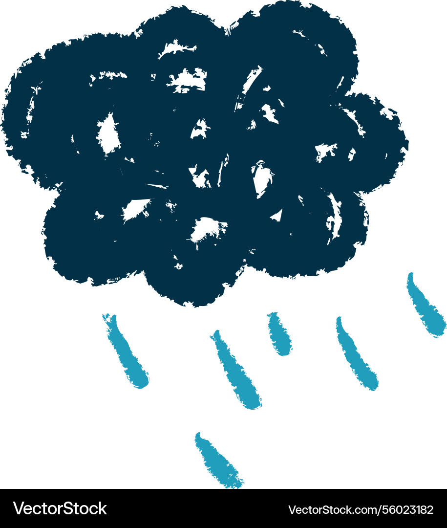 Crayon art rainy cloud Crayon art rainy cloud vector image
