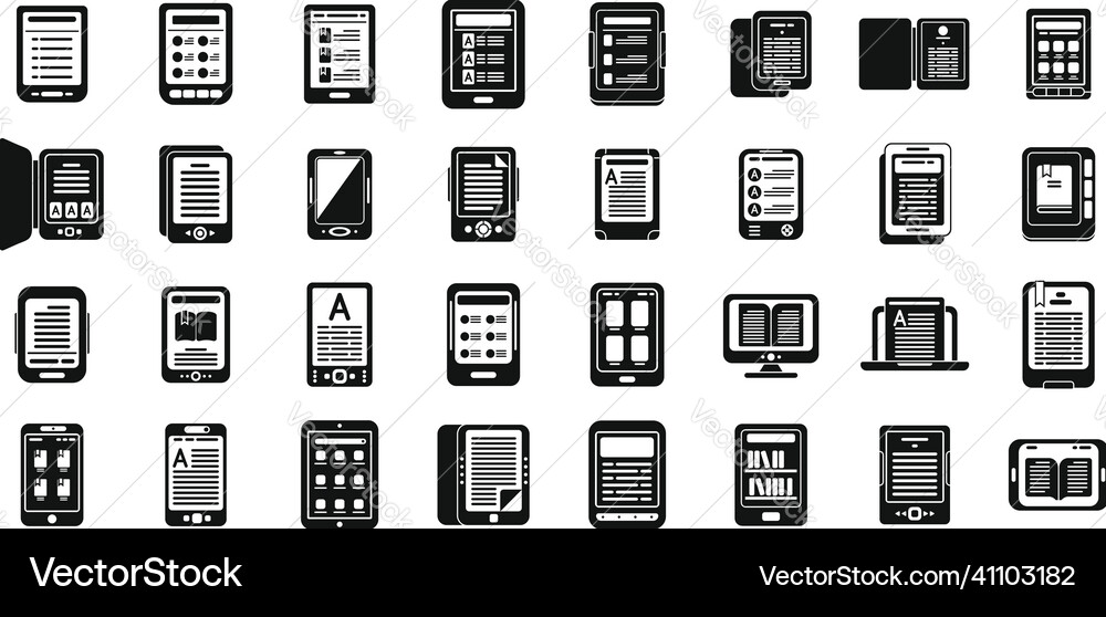 E-book application icons set simple book Vector Image