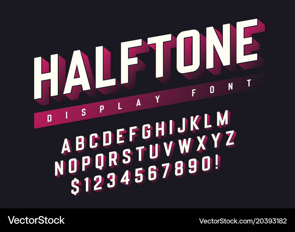 Halftone Display Font with Shadow vector image