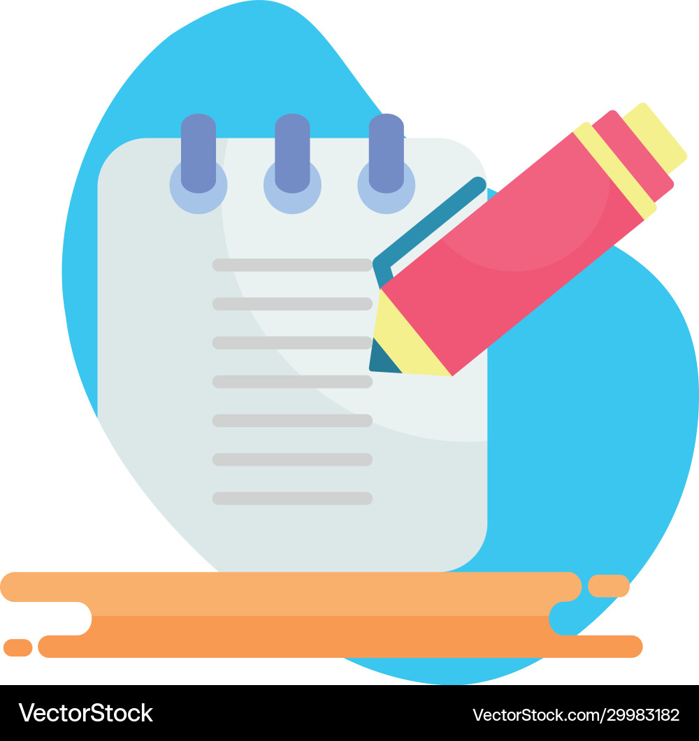 Isolated notebook and pen flat block style icon Isolated notebook and pen flat block style icon vector image