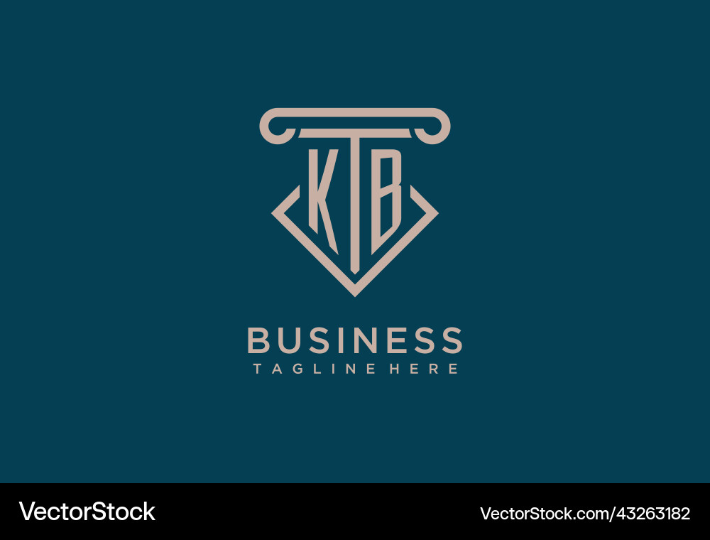 Kb initial with pillar icon design clean Vector Image