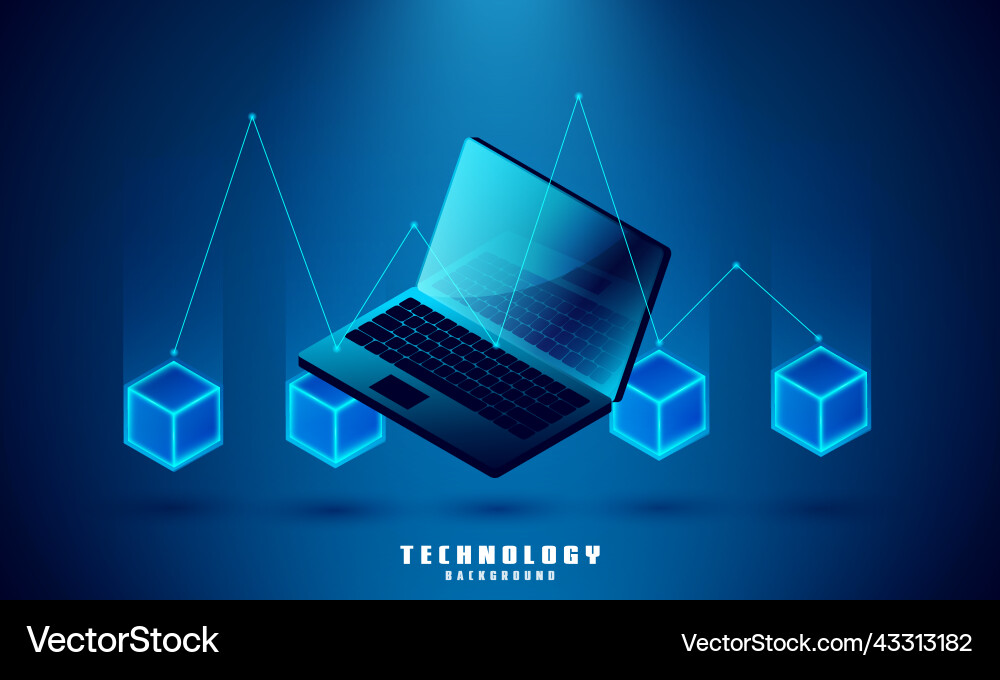 Laptop analysis processing structure isometric Vector Image