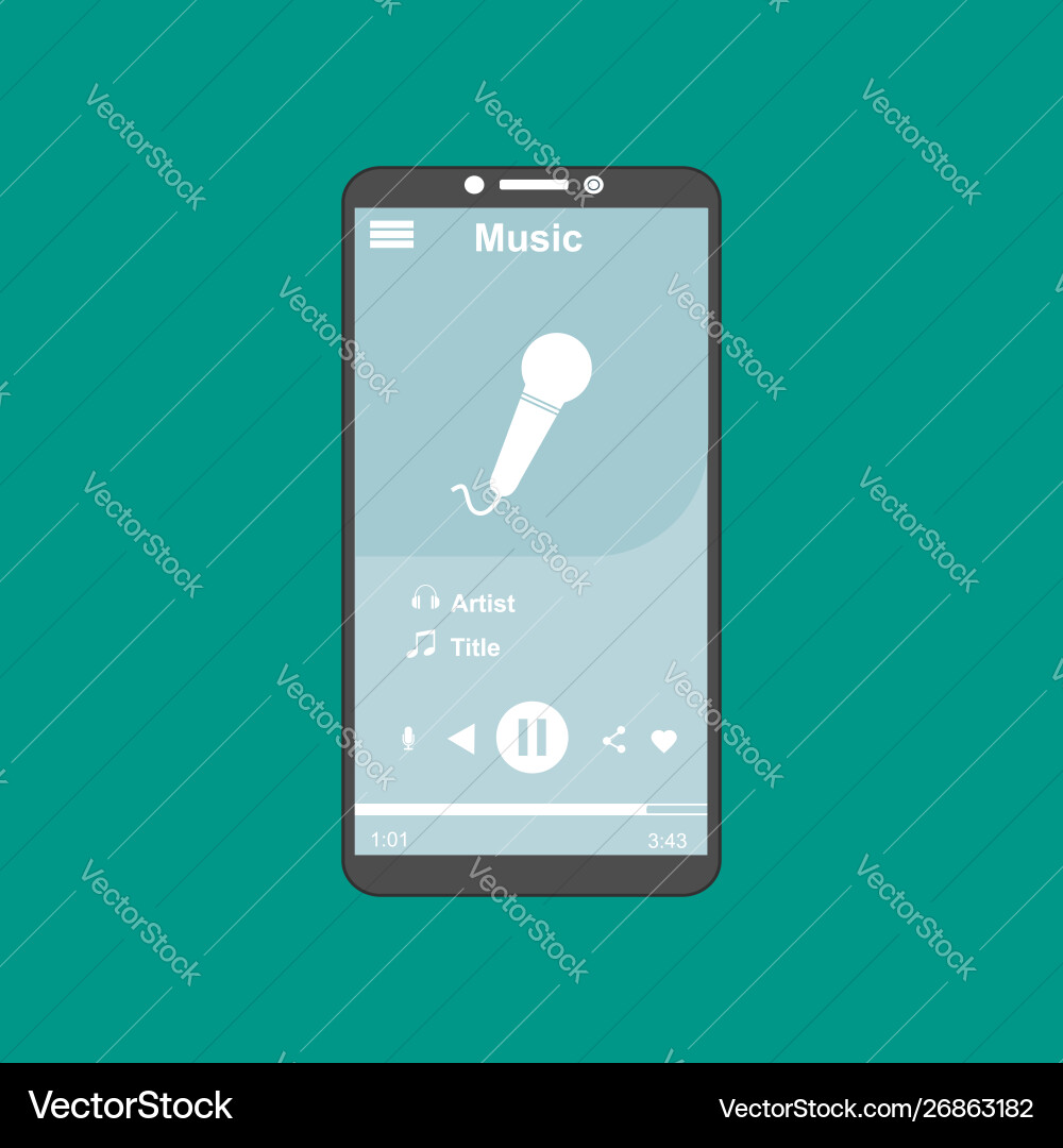 Media player application app template with flat Media player application app template with flat vector image