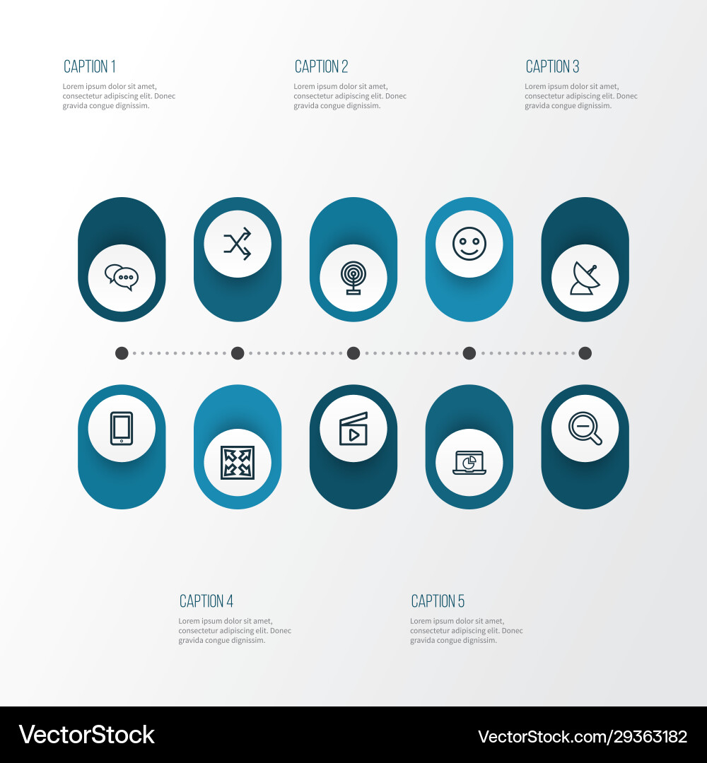 Multimedia icons line style set with comment Multimedia icons line style set with comment vector image