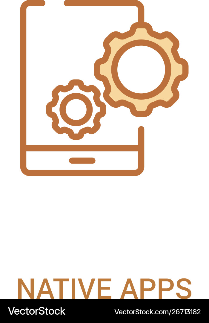 Native apps concept 2 colored icon simple line Native apps concept 2 colored icon simple line vector image