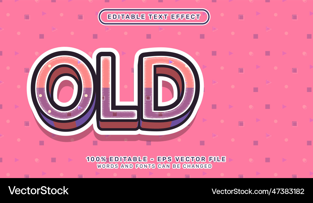Old retro color 3d text effect and editable vector image