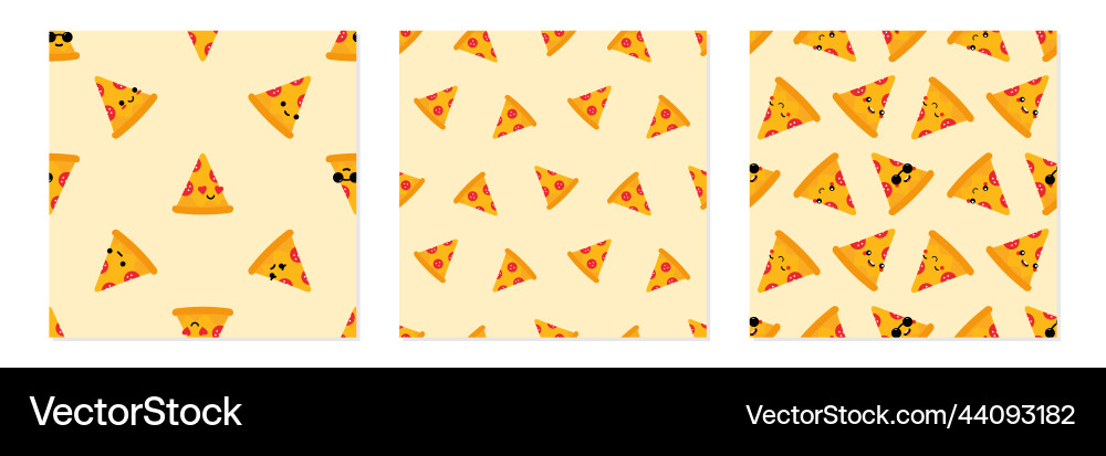 Pizza slice characters pattern set Pizza slice characters pattern set vector image