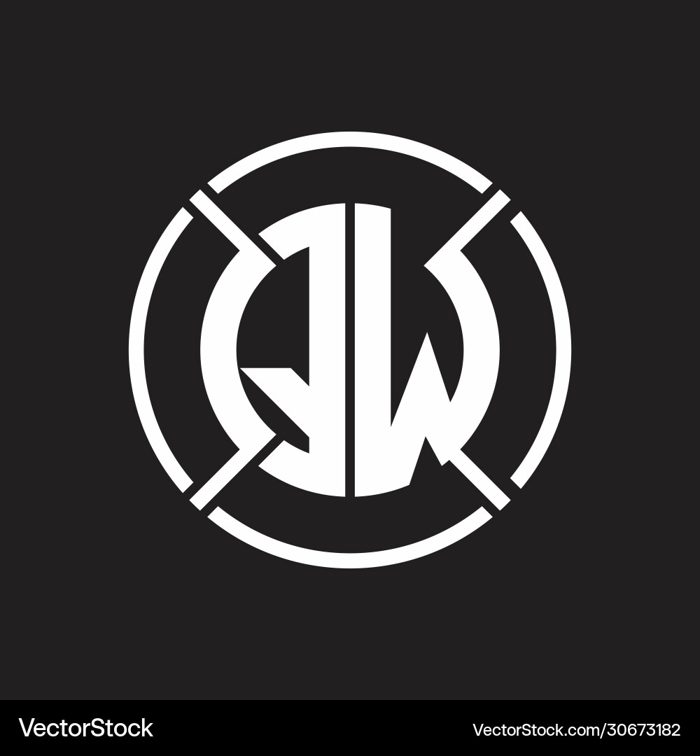 Qw logo monogram with four part circle slash vector image