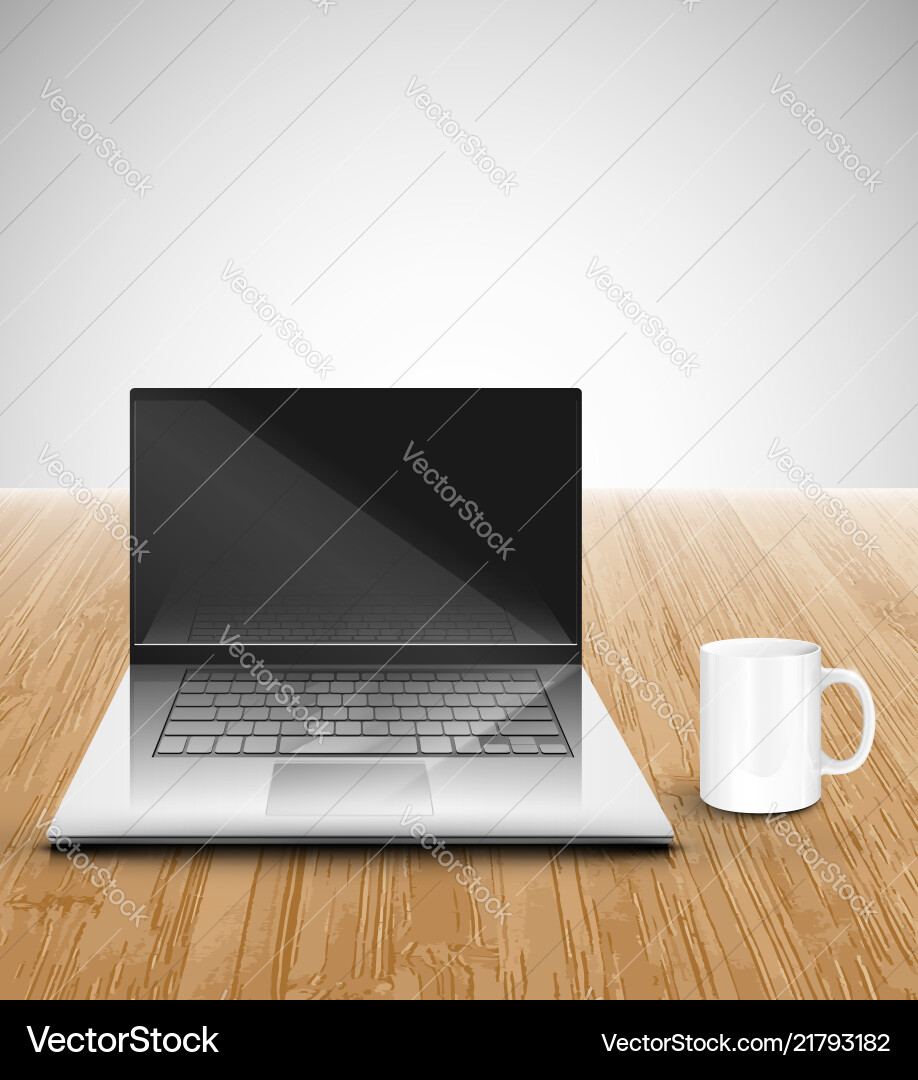 Realistic office desk with different objects Vector Image