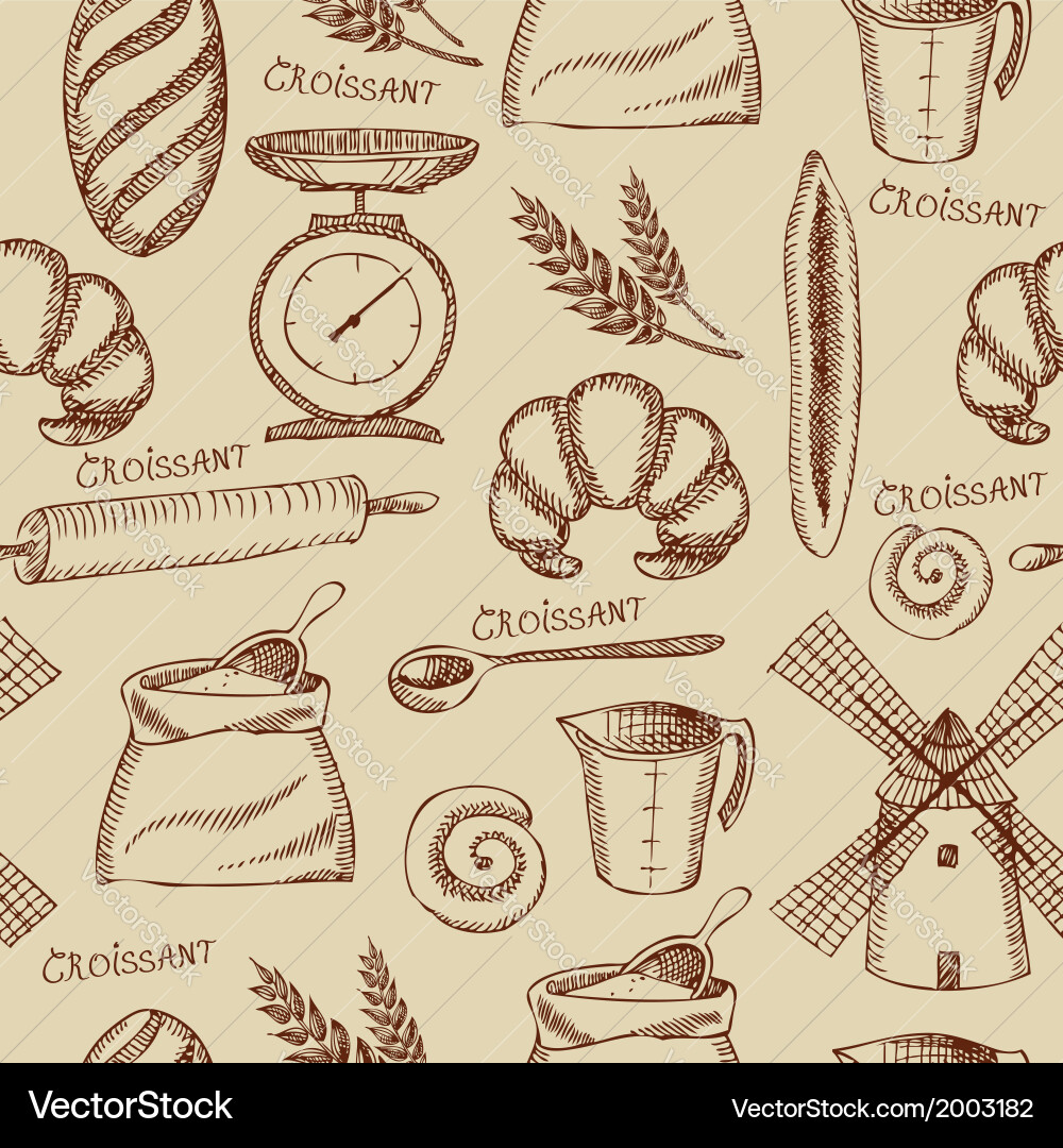 Retro Bakery Pattern - Seamless vector image